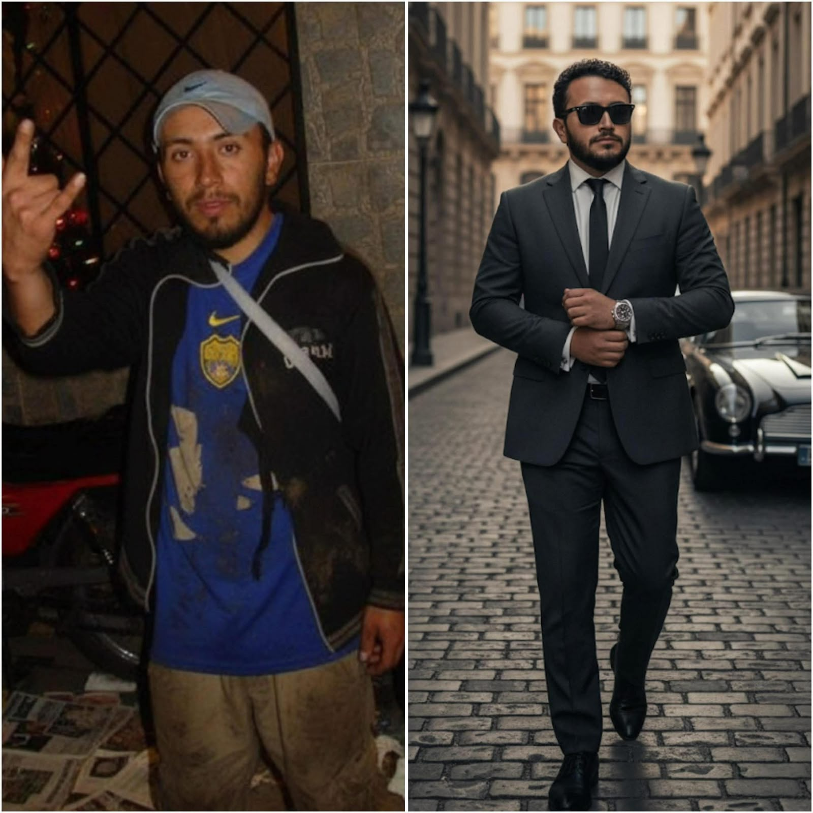 Christian Girón antes y después de iniciar su recuperación